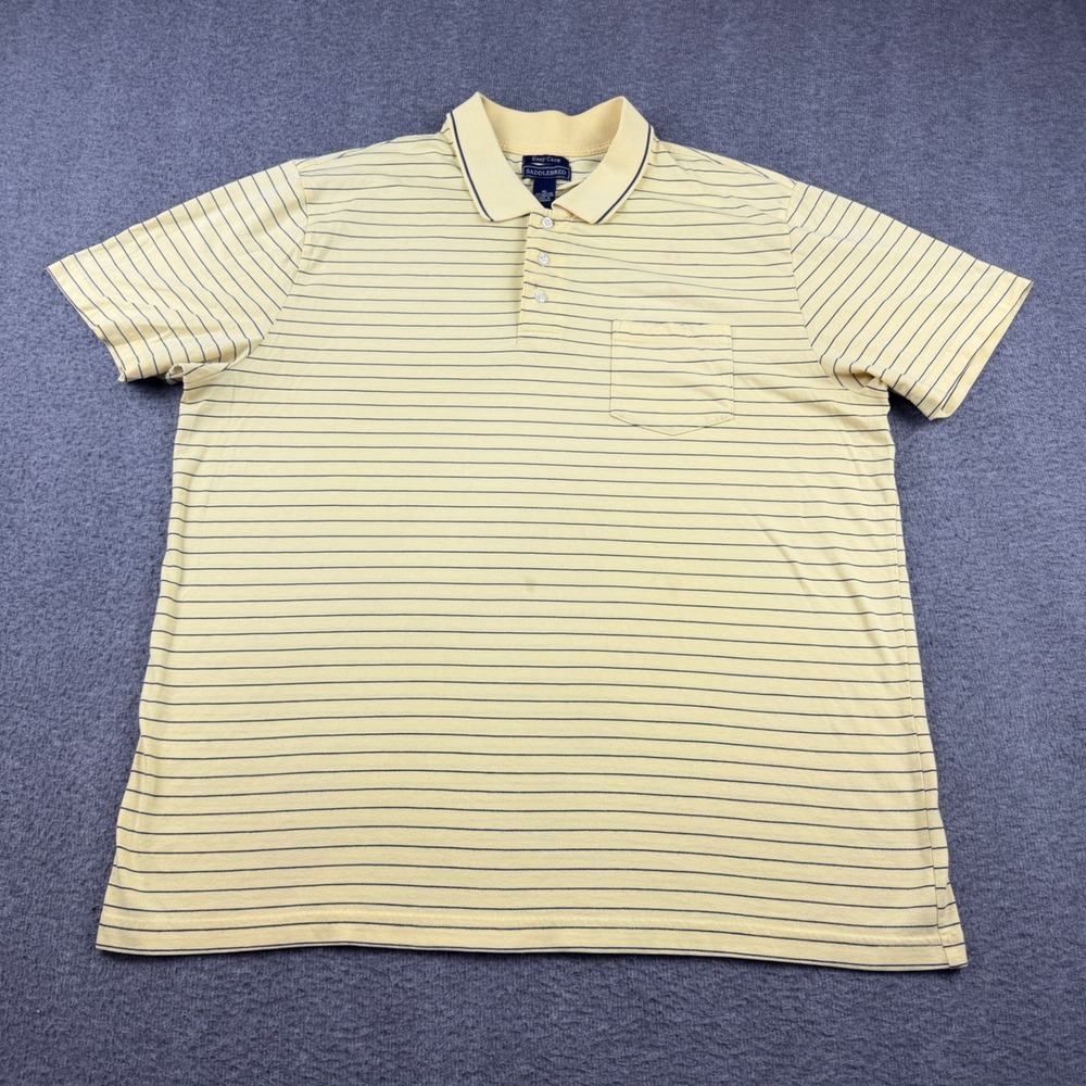 Saddlebred Men's XL Yellow Striped Short Sleeve Polo Shirt